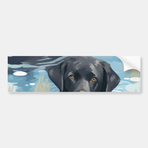 Black Labrador Swimming Pattern Bumper Sticker