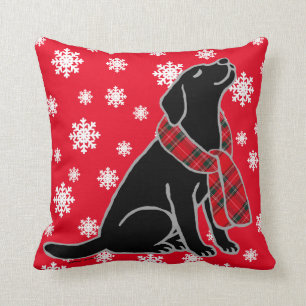 Black Labrador Tartan Scarf 2 Cushion