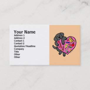 Black Labrador & Teacher's Heart Cartoon Business Card