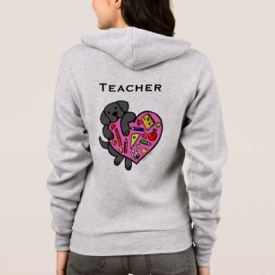 Black Labrador & Teacher's Heart Cartoon Hoodie