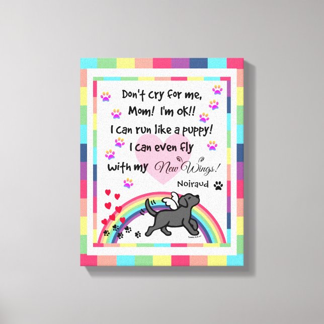 Black Labrador Trotting Rainbow Bridge art Canvas Print (Front)