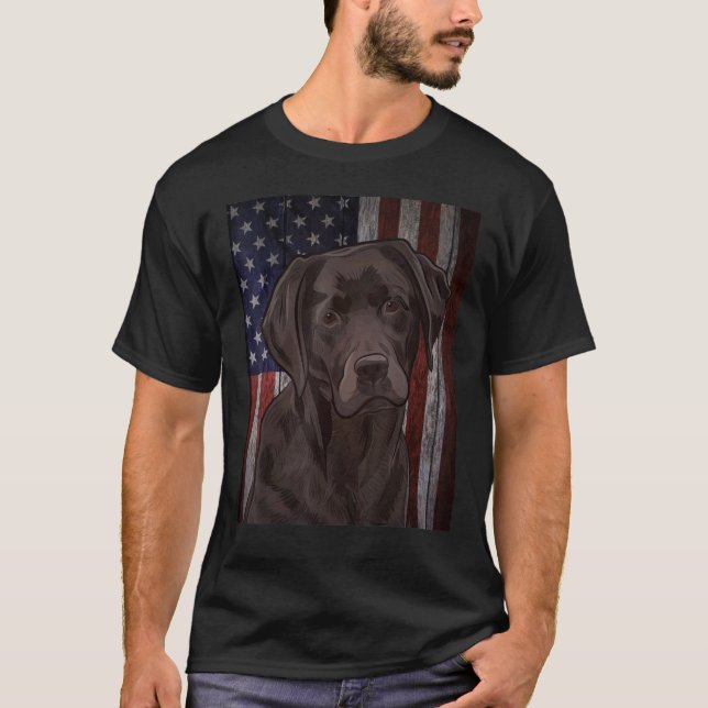 Black Labrador Usa Flag Lab Owner Duck Hunter Vint T-Shirt (Front)