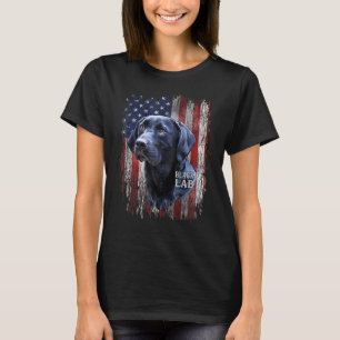Black Labrador USA Flag Lab Owner Patriotic Dog T-Shirt