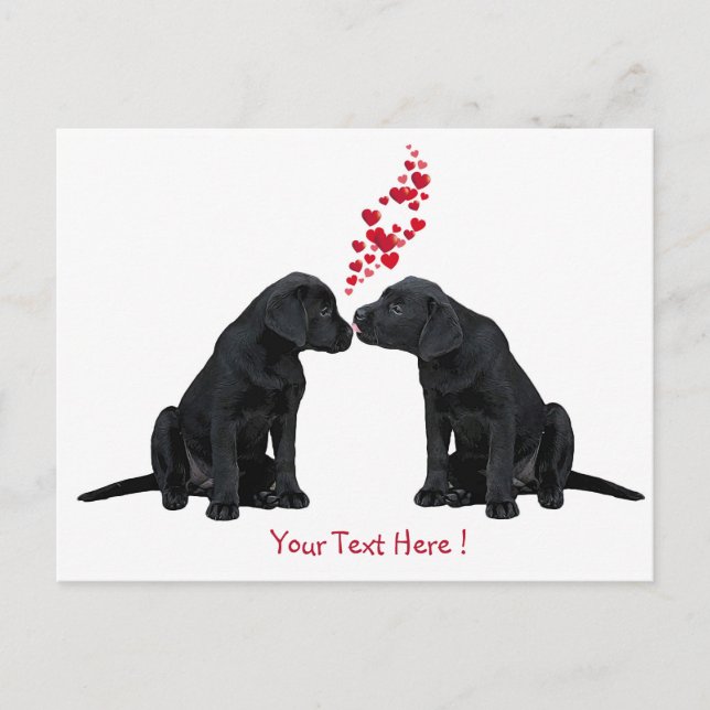 Black Labrador - Valentine Puppy Kisses Holiday Postcard (Front)