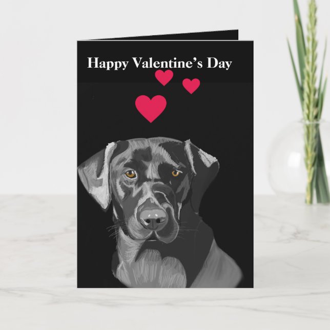Black Labrador Valentine’s  Holiday Card (Front)