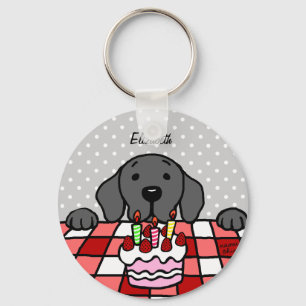 Black Labrador watching you Cake Key Ring