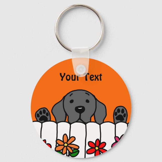 Black Labrador watching you Key Ring (Front)