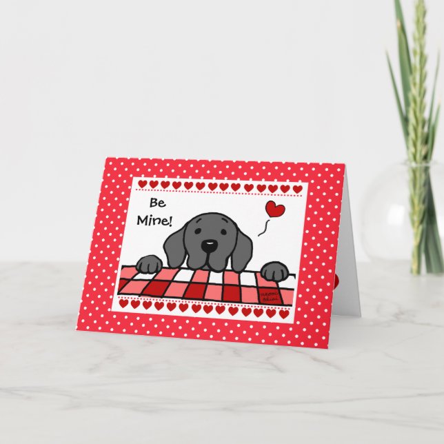 Black Labrador watching you Valentine Holiday Card (Front)