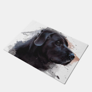 Black Labrador Watercolor Doormat