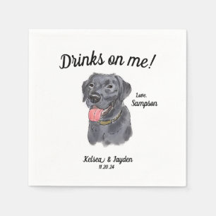 Black Labrador Wedding Cocktail Napkin