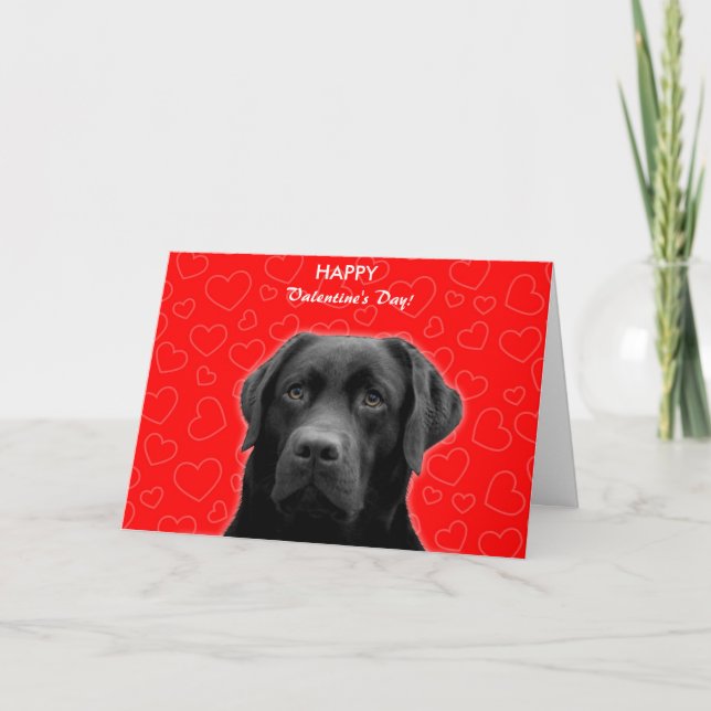 Black Labrador Wishing Happy Valentine's Day Card (Front)