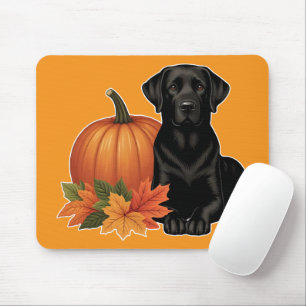 Black Labrador With Autumn Leaves and Pumpkin  Mouse Mat