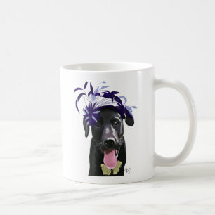 Black Labrador With Blue Fascinator Coffee Mug