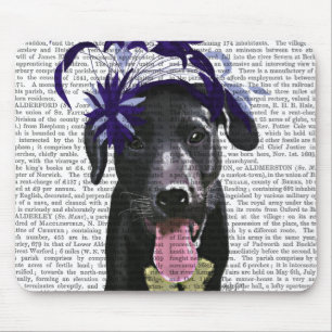Black Labrador With Blue Fascinator Mouse Mat