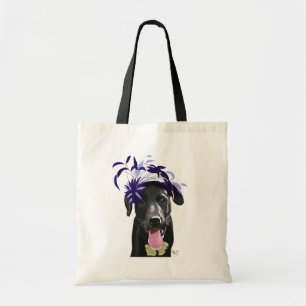 Black Labrador With Blue Fascinator Tote Bag