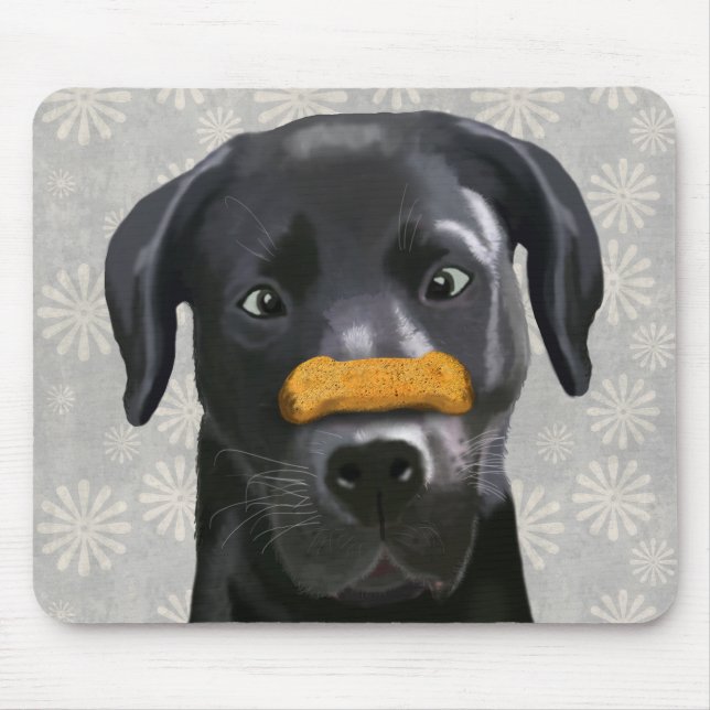 Black Labrador With Bone on Nose 2 Mouse Mat (Front)