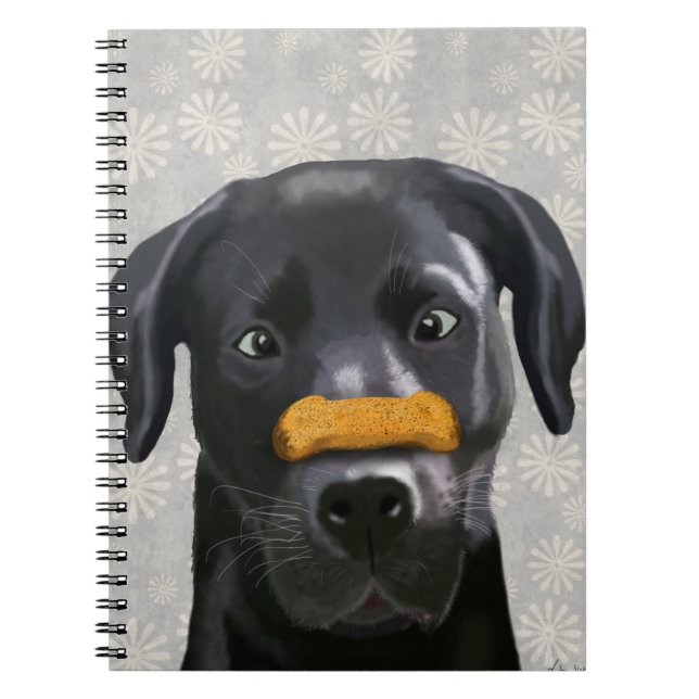 Black Labrador With Bone on Nose 2 Notebook (Front)