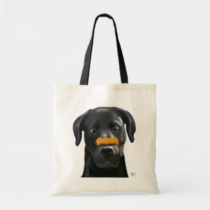 Black Labrador With Bone on Nose 2 Tote Bag