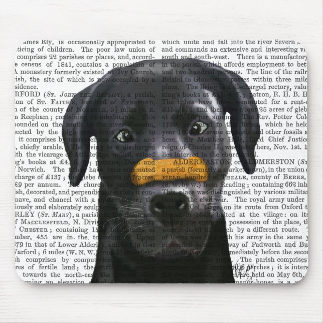 Black Labrador With Bone on Nose Mouse Mat (Front)