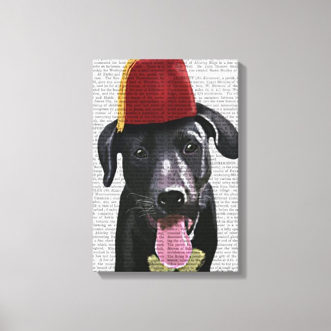 Black Labrador With Fez Canvas Print (Front)