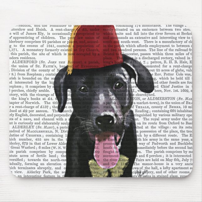 Black Labrador With Fez Mouse Mat (Front)