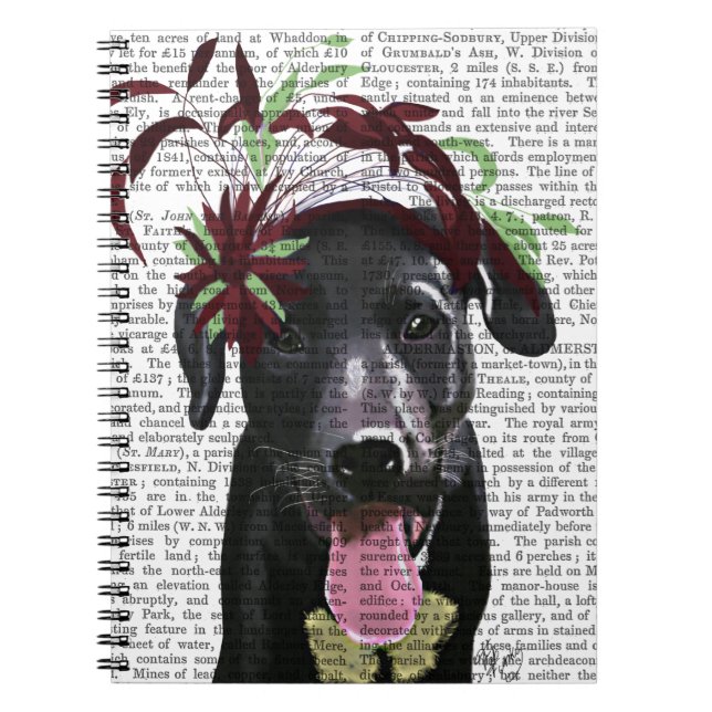 Black Labrador With Green Fascinator Notebook (Front)