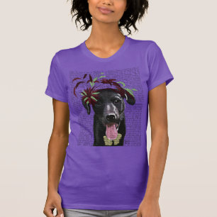 Black Labrador With Green Fascinator T-Shirt