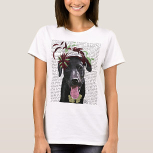 Black Labrador With Green Fascinator T-Shirt