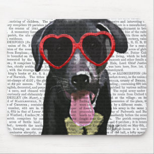 Black Labrador With Heart Sunglasses Mouse Mat