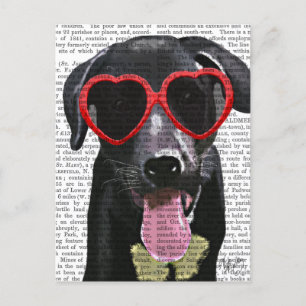 Black Labrador With Heart Sunglasses Postcard