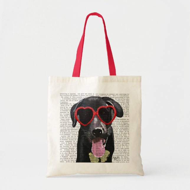 Black Labrador With Heart Sunglasses Tote Bag (Front)