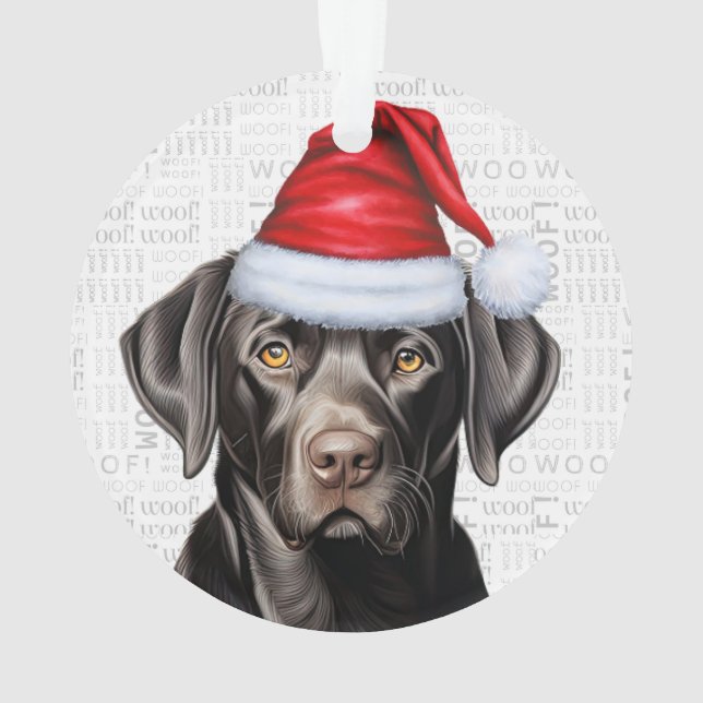 Black Labrador with Name and Photo Christmas Ornament (Back)