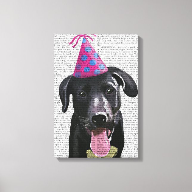 Black Labrador With Party Hat Canvas Print (Front)
