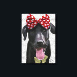 Black Labrador With Red Bow On Head Canvas Print<br><div class="desc">Pets</div>