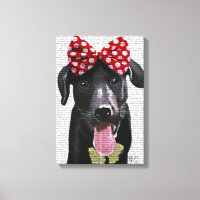 Black Labrador With Red Bow On Head
