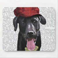 Black Labrador With Red Cap