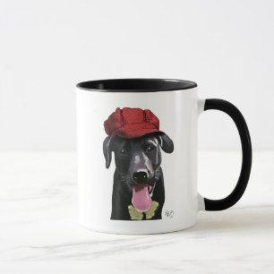 Black Labrador With Red Cap Mug
