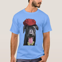Black Labrador With Red Cap