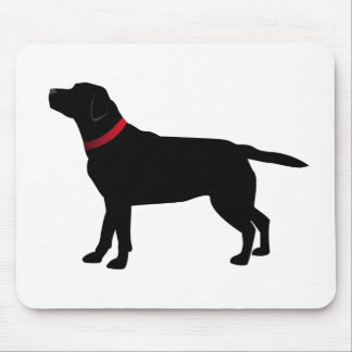 Black Labrador with Red Collar Mouse Mat