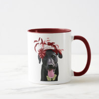 Black Labrador With Red Fascinator