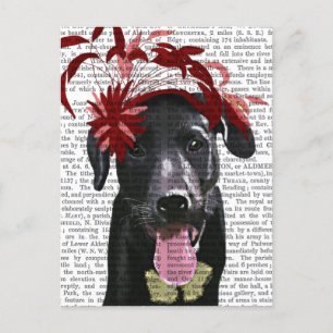 Black Labrador With Red Fascinator Postcard
