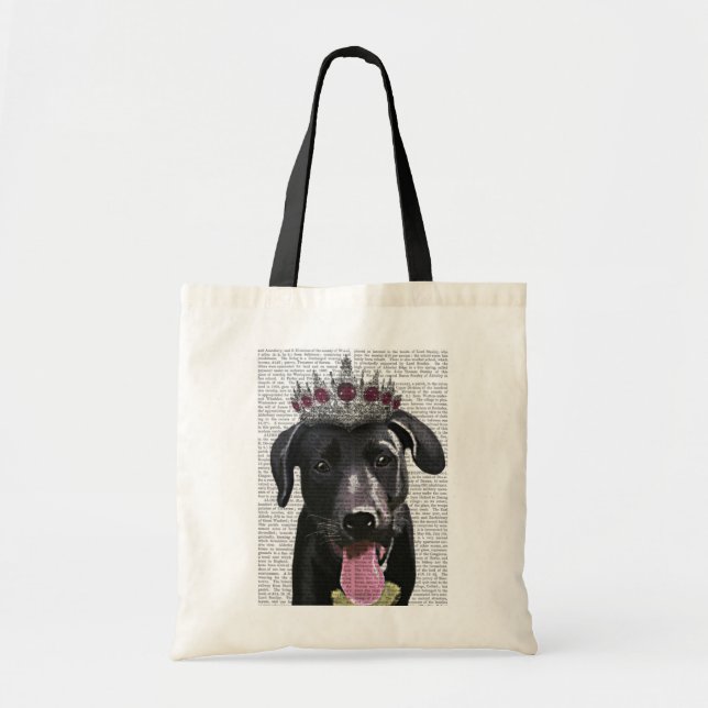 Black Labrador With Tiara Tote Bag (Front)