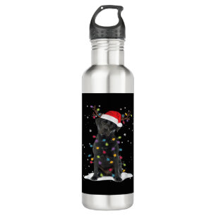Black Labrador Xmas Dog Christmas Tree Light Class 710 Ml Water Bottle