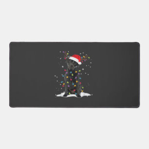 Black Labrador Xmas Dog Christmas Tree Light Class Desk Mat