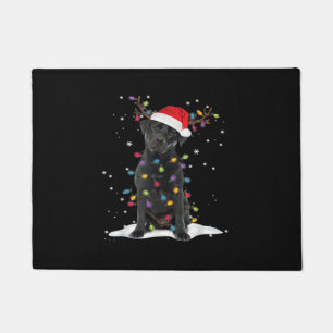 Black Labrador Xmas Dog Christmas Tree Light Class Doormat