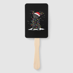Black Labrador Xmas Dog Christmas Tree Light Class Hand Fan