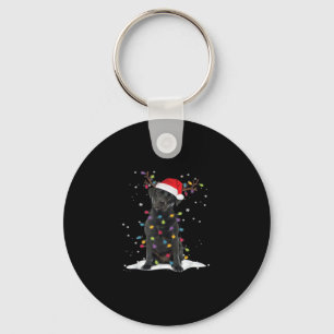 Black Labrador Xmas Dog Christmas Tree Light Class Key Ring