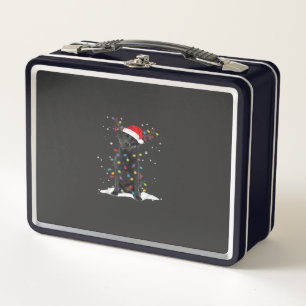 Black Labrador Xmas Dog Christmas Tree Light Class Metal Lunch Box