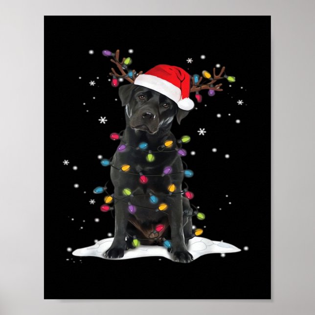 Black Labrador Xmas Dog Christmas Tree Light Class Poster (Front)