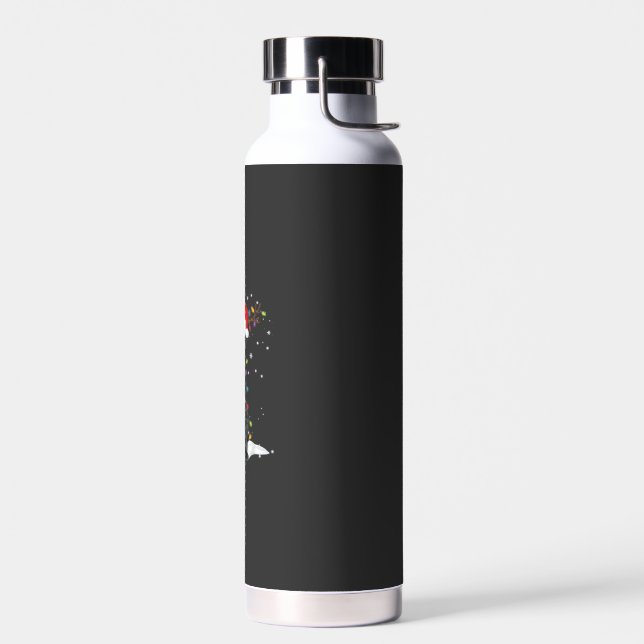 Black Labrador Xmas Dog Christmas Tree Light Class Water Bottle (Left)